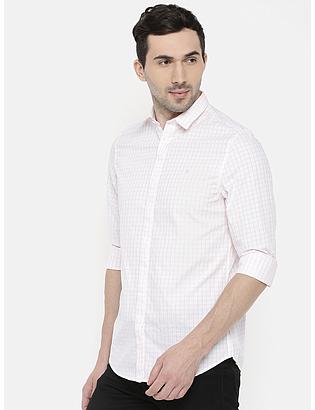 fosfene Small Check White Casual Shirt