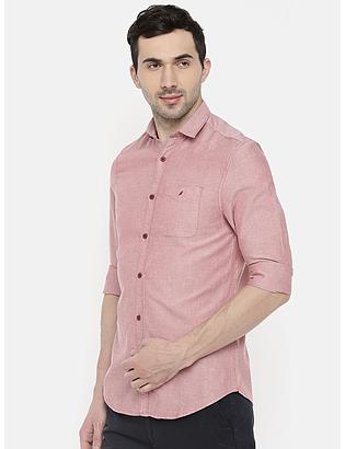 fosfene Light Red Oxford Casual Shirt