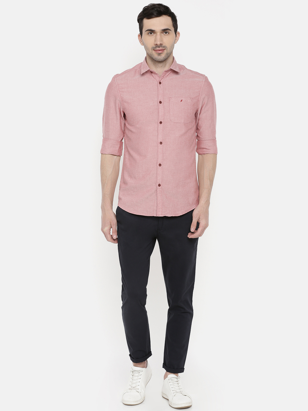 fosfene Light Red Oxford Casual Shirt