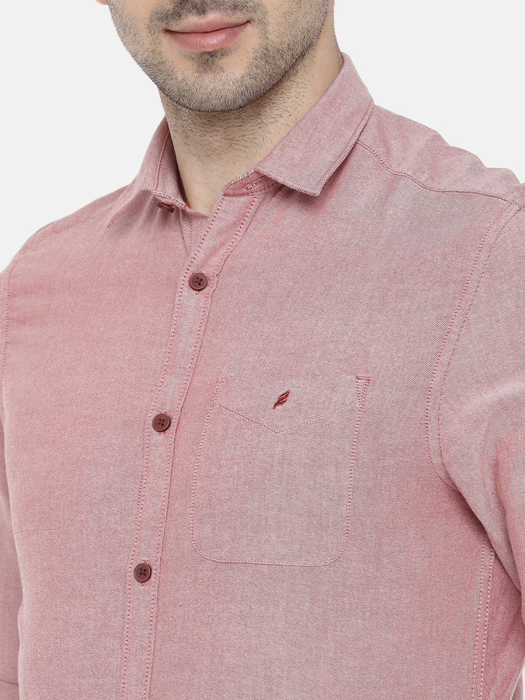 fosfene Light Red Oxford Casual Shirt