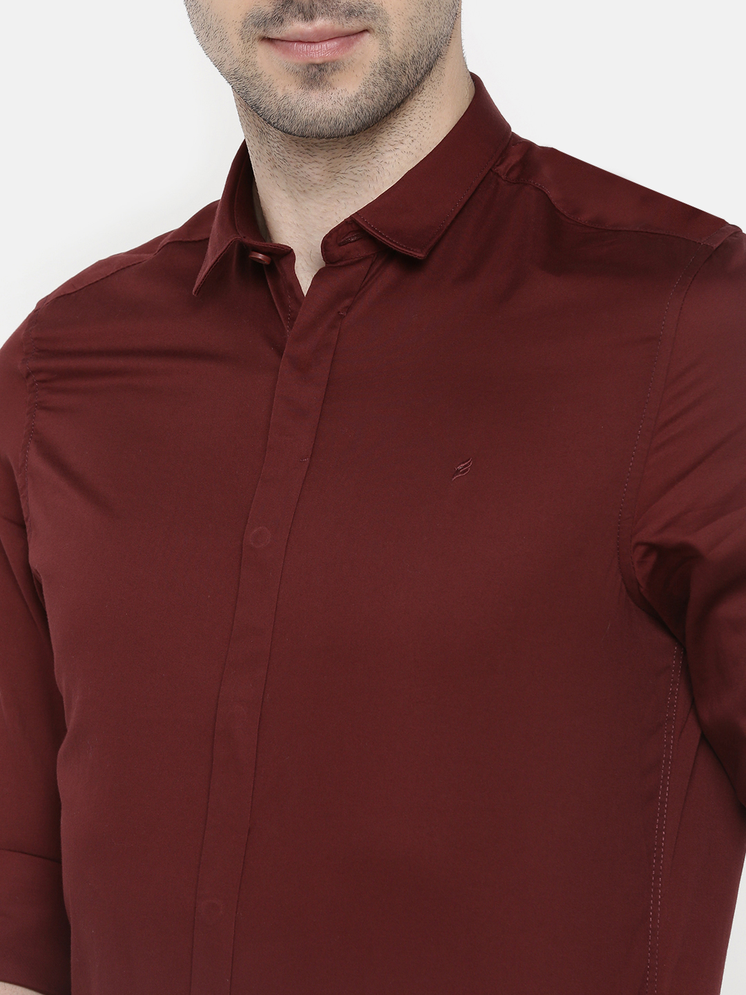 fosfene Maroon Satin Casual Shirt