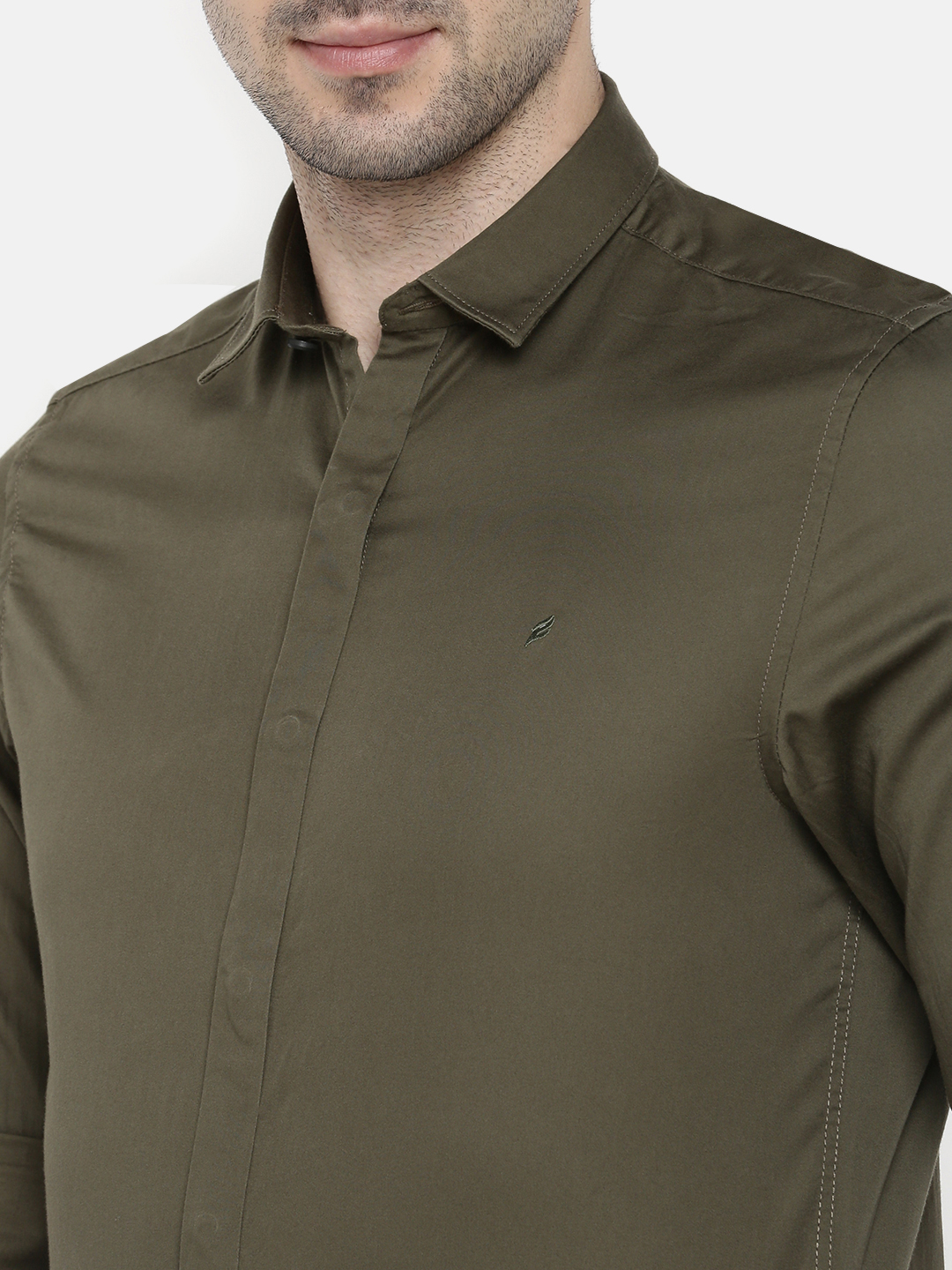 fosfene Military Green Satin Casual Shirt