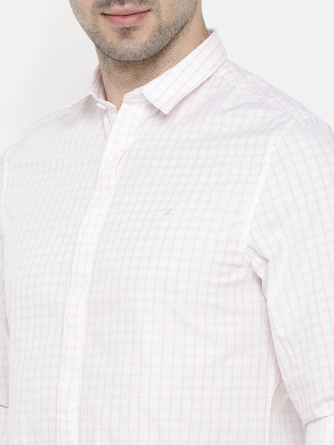 fosfene Small Check White Casual Shirt