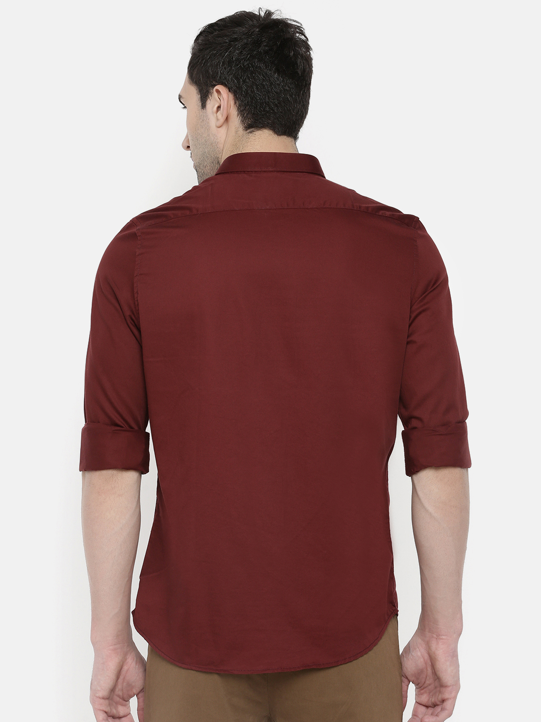 fosfene Maroon Satin Casual Shirt