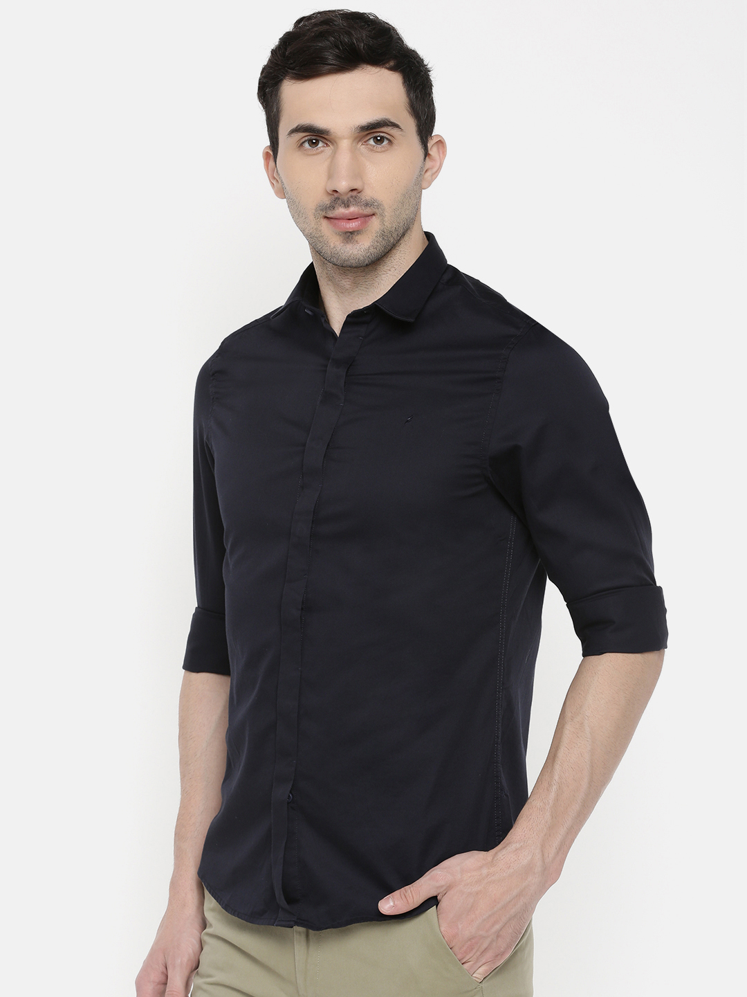 fosfene Black Satin Casual Shirt