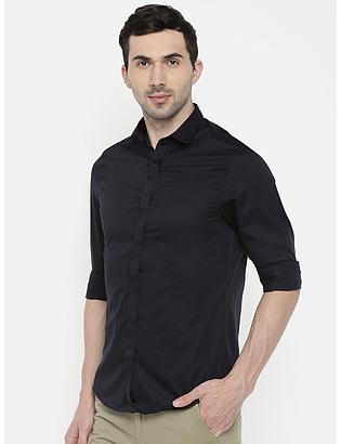 fosfene Black Satin Casual Shirt