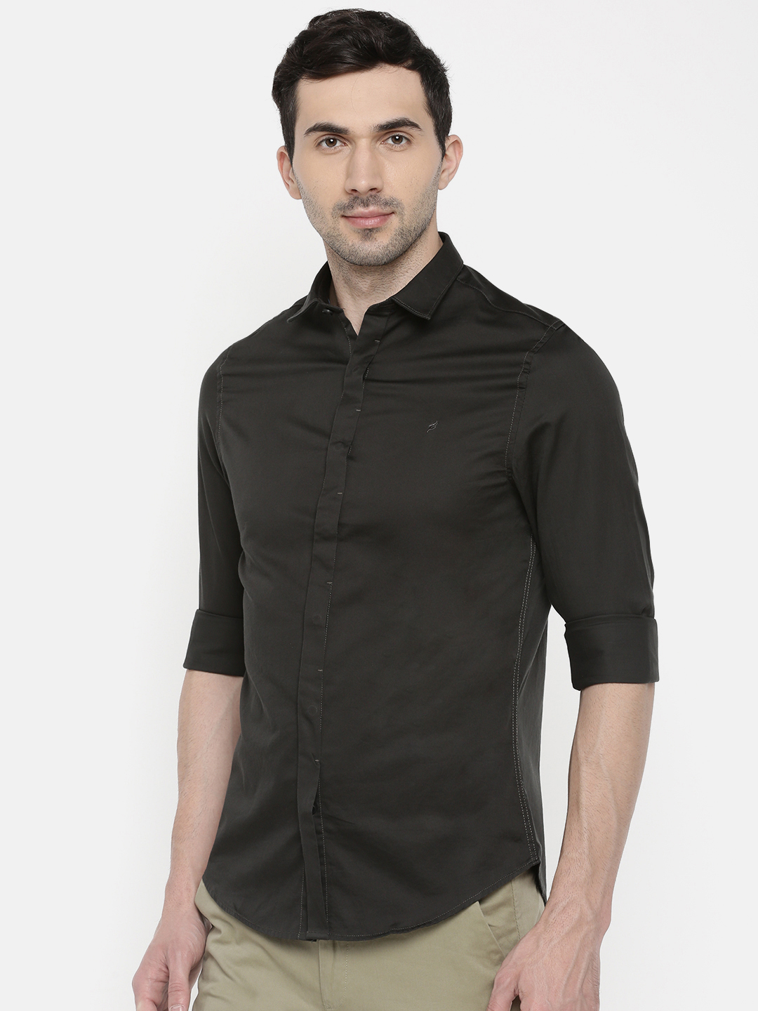 fosfene Dark Green Satin Casual Shirt
