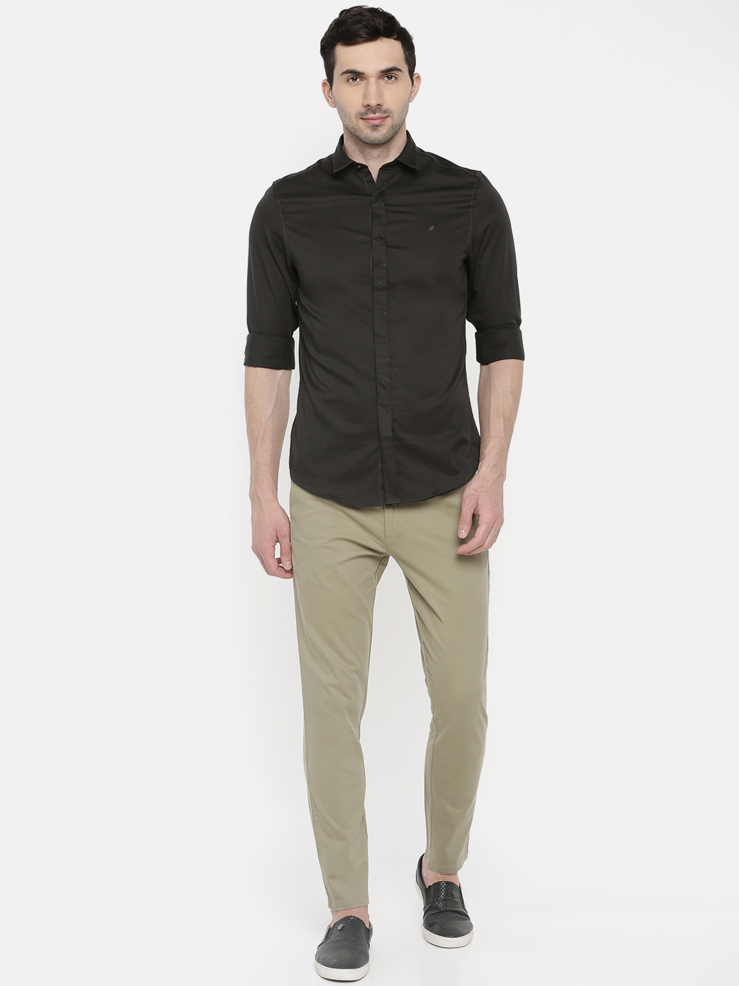 fosfene Dark Green Satin Casual Shirt