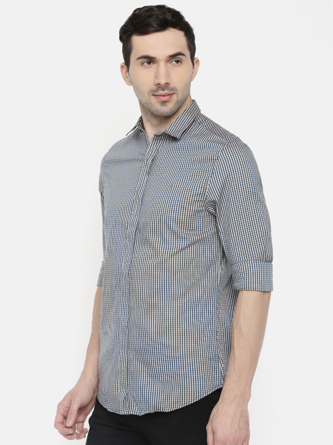 fosfene Small Check Grey Casual Shirt