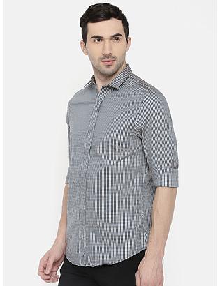 fosfene Small Check Grey Casual Shirt
