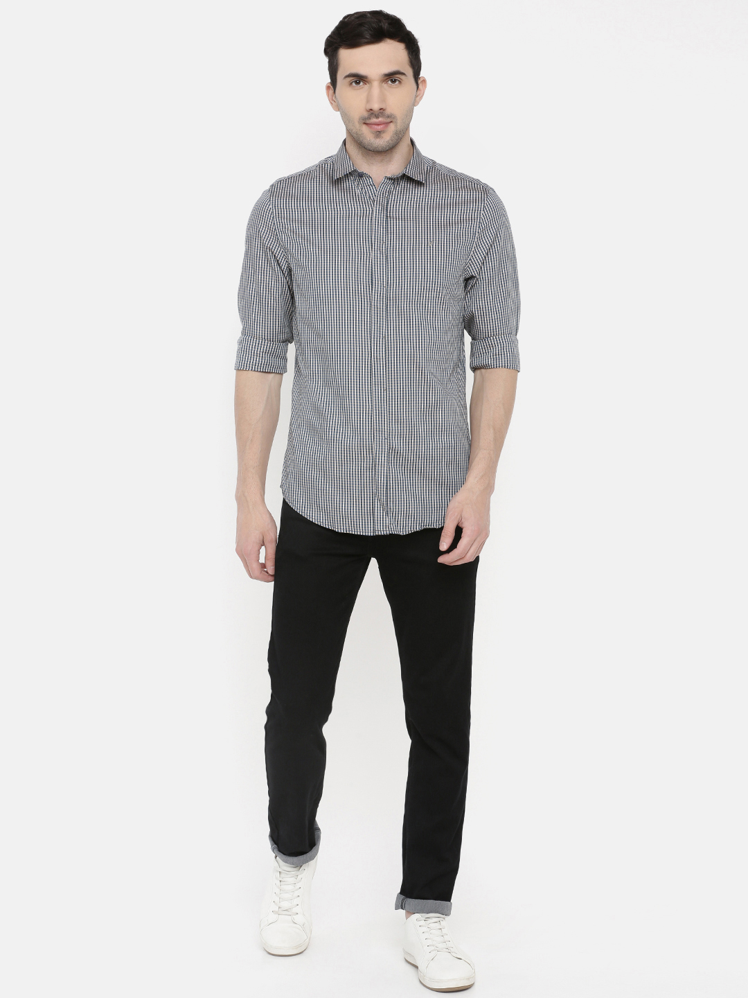 fosfene Small Check Grey Casual Shirt