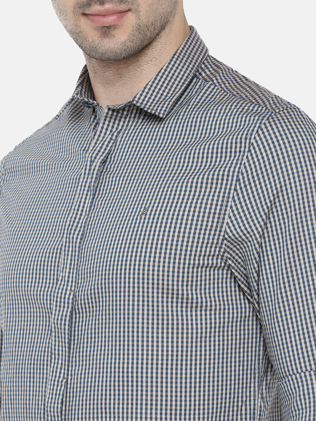fosfene Small Check Grey Casual Shirt