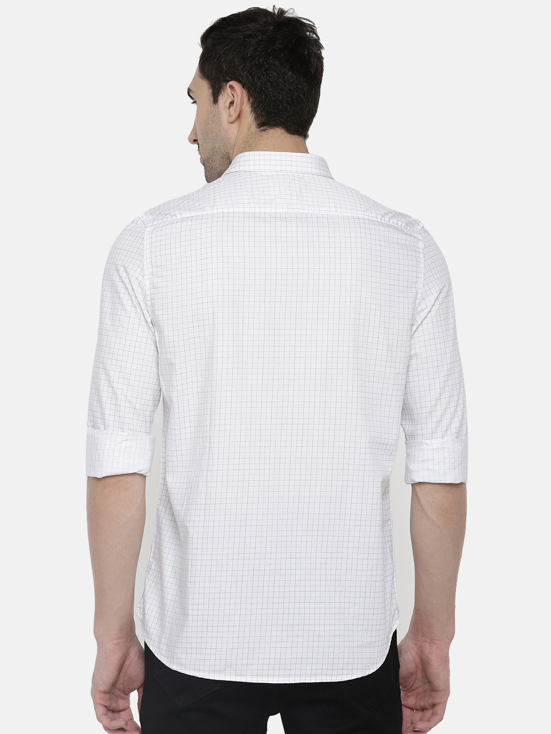 fosfene White Small Check Casual Shirt