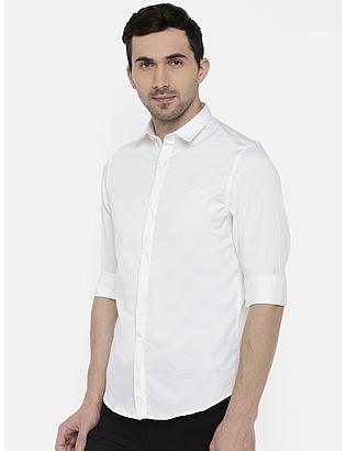 fosfene White Satin Casual Shirt