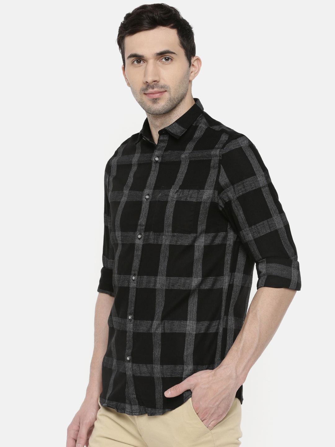 fosfene Black Large Check Casual Shirt