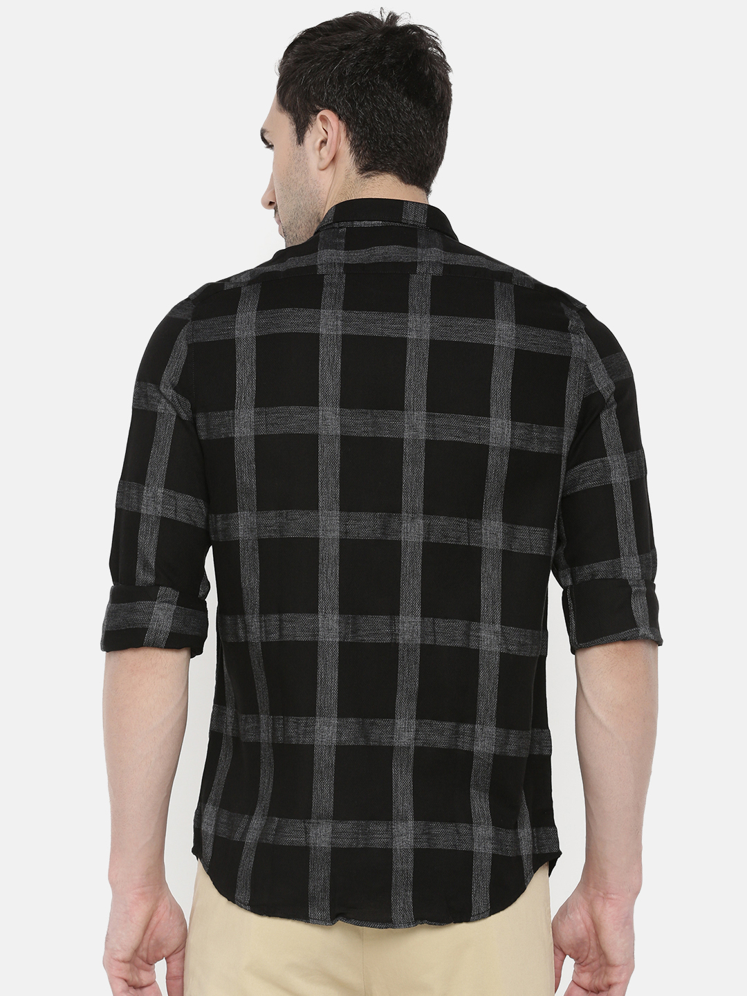 fosfene Black Large Check Casual Shirt