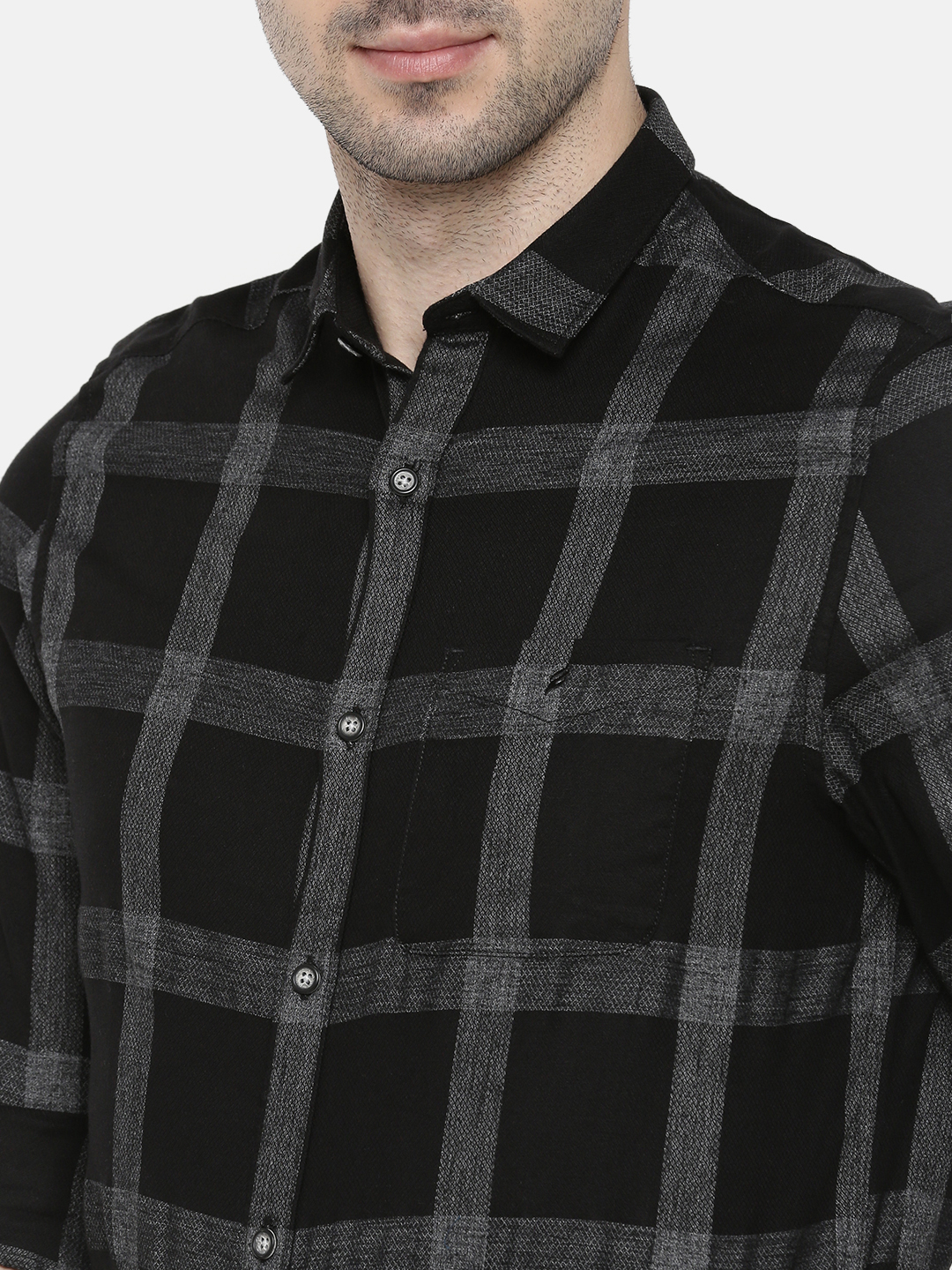 fosfene Black Large Check Casual Shirt