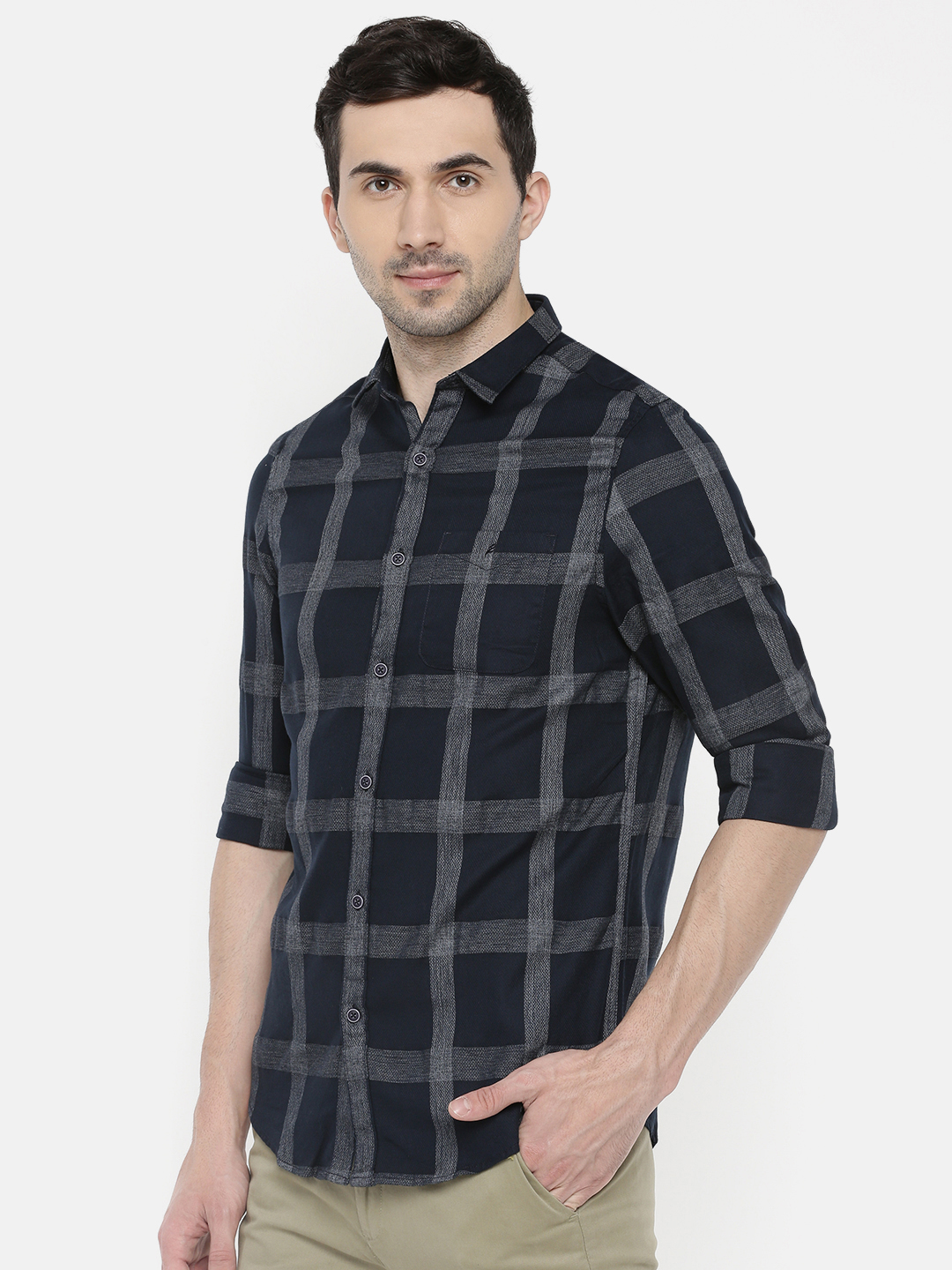 fosfene Blue Large Check Casual Shirt