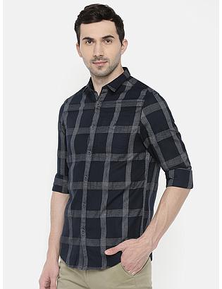 fosfene Blue Large Check Casual Shirt