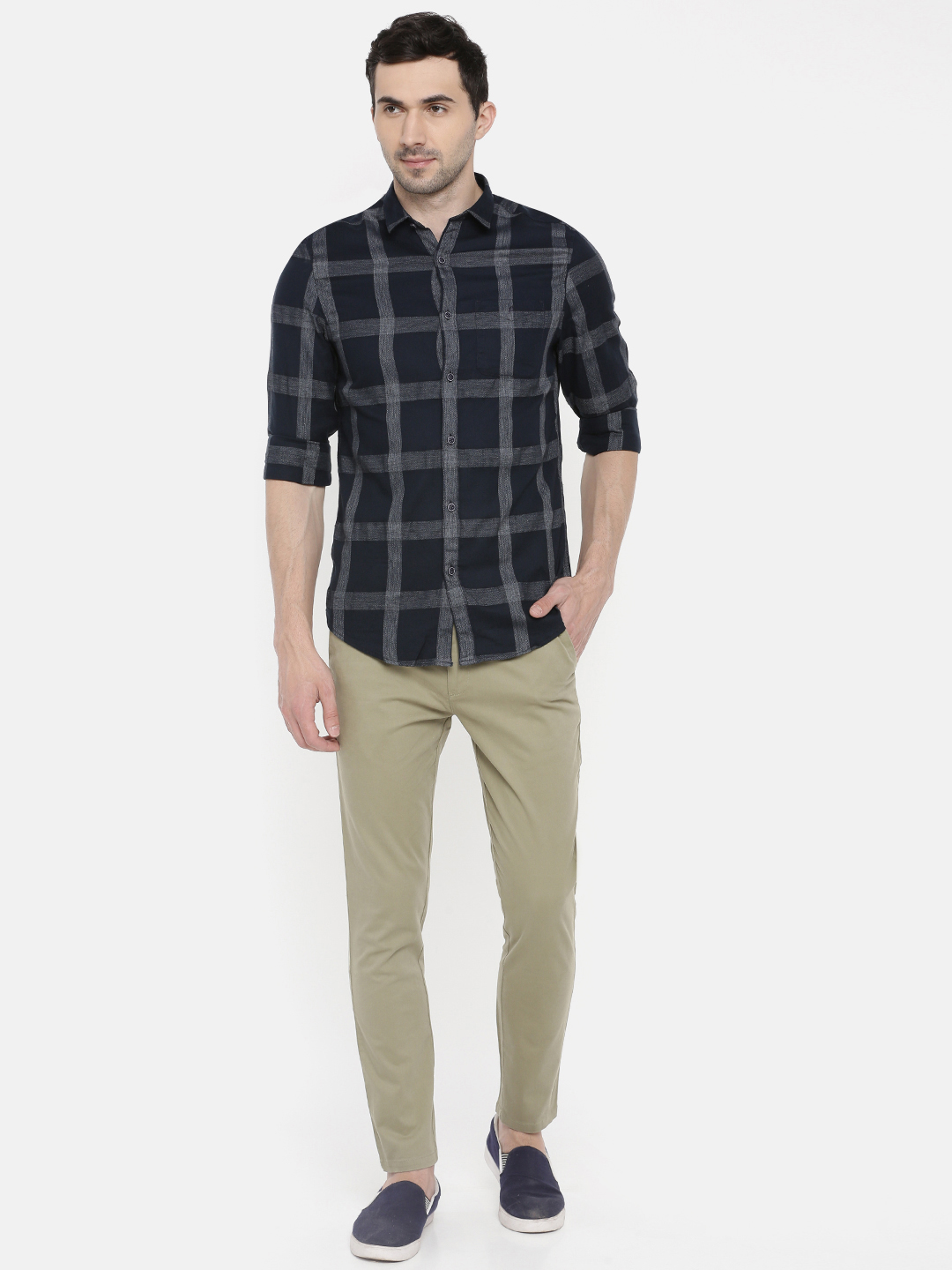 fosfene Blue Large Check Casual Shirt
