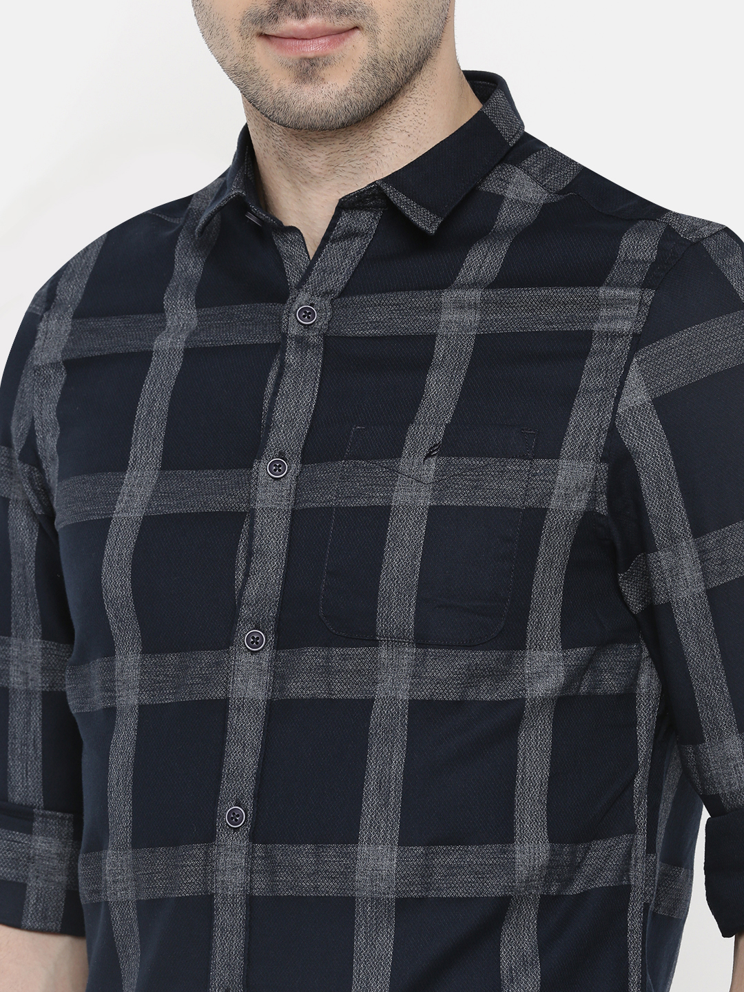fosfene Blue Large Check Casual Shirt