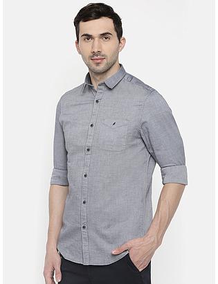 fosfene Grey Oxford Casual Shirt