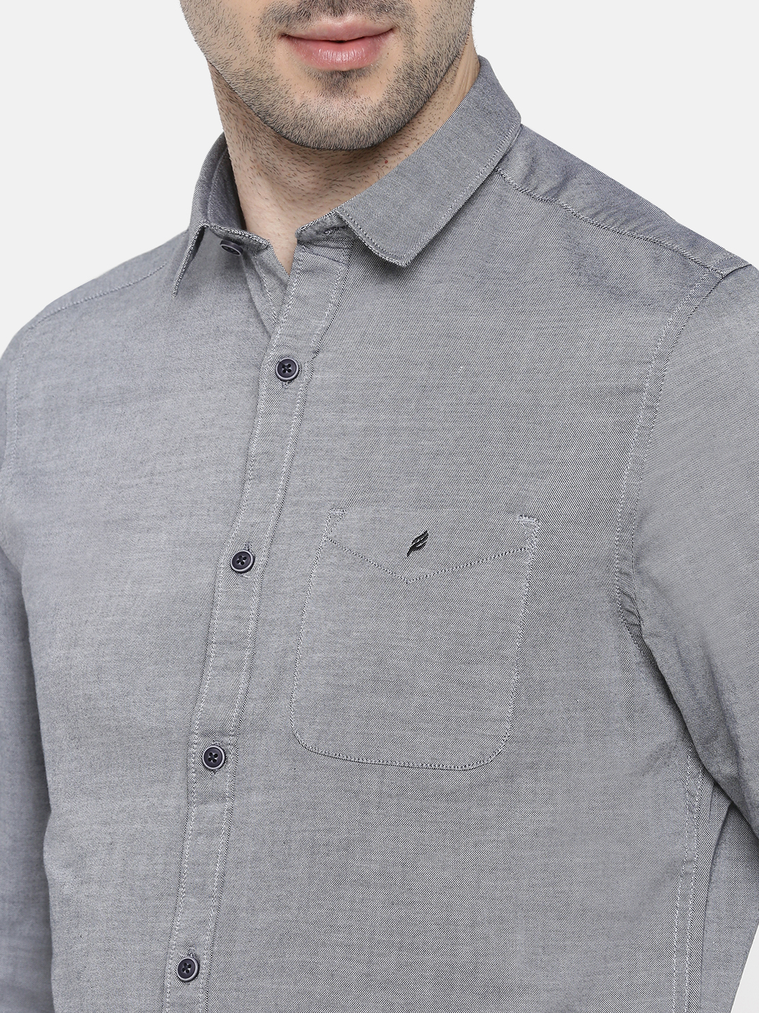 fosfene Grey Oxford Casual Shirt