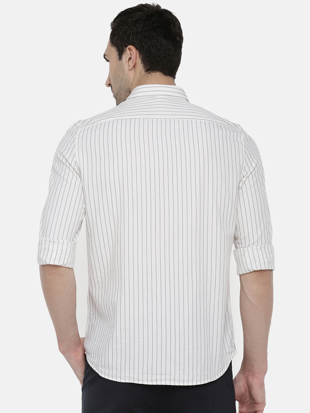 fosfene Striped White Casual Shirt