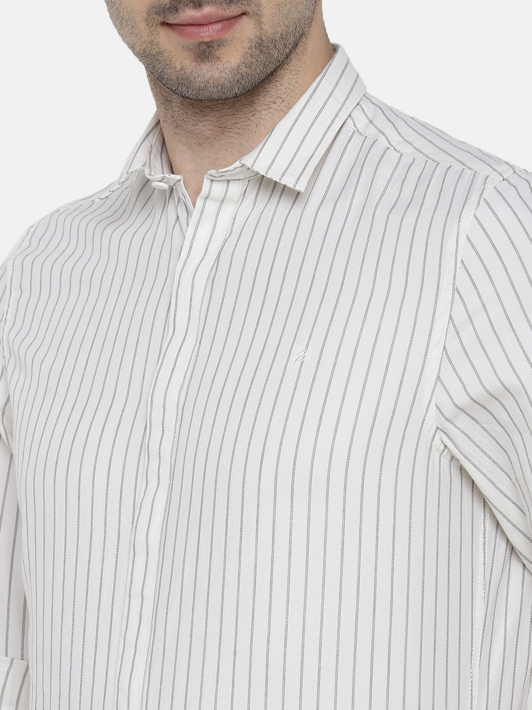 fosfene Striped White Casual Shirt