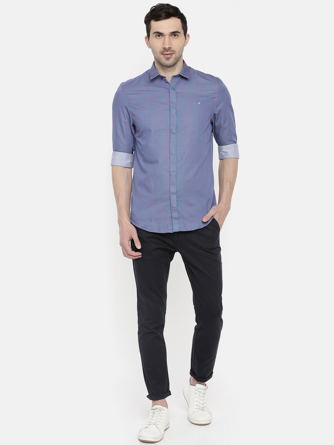 fosfene Striped Blue Casual Shirt