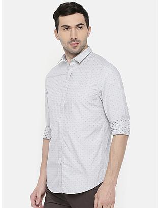 fosfene Off White Dotted Casual Shirt