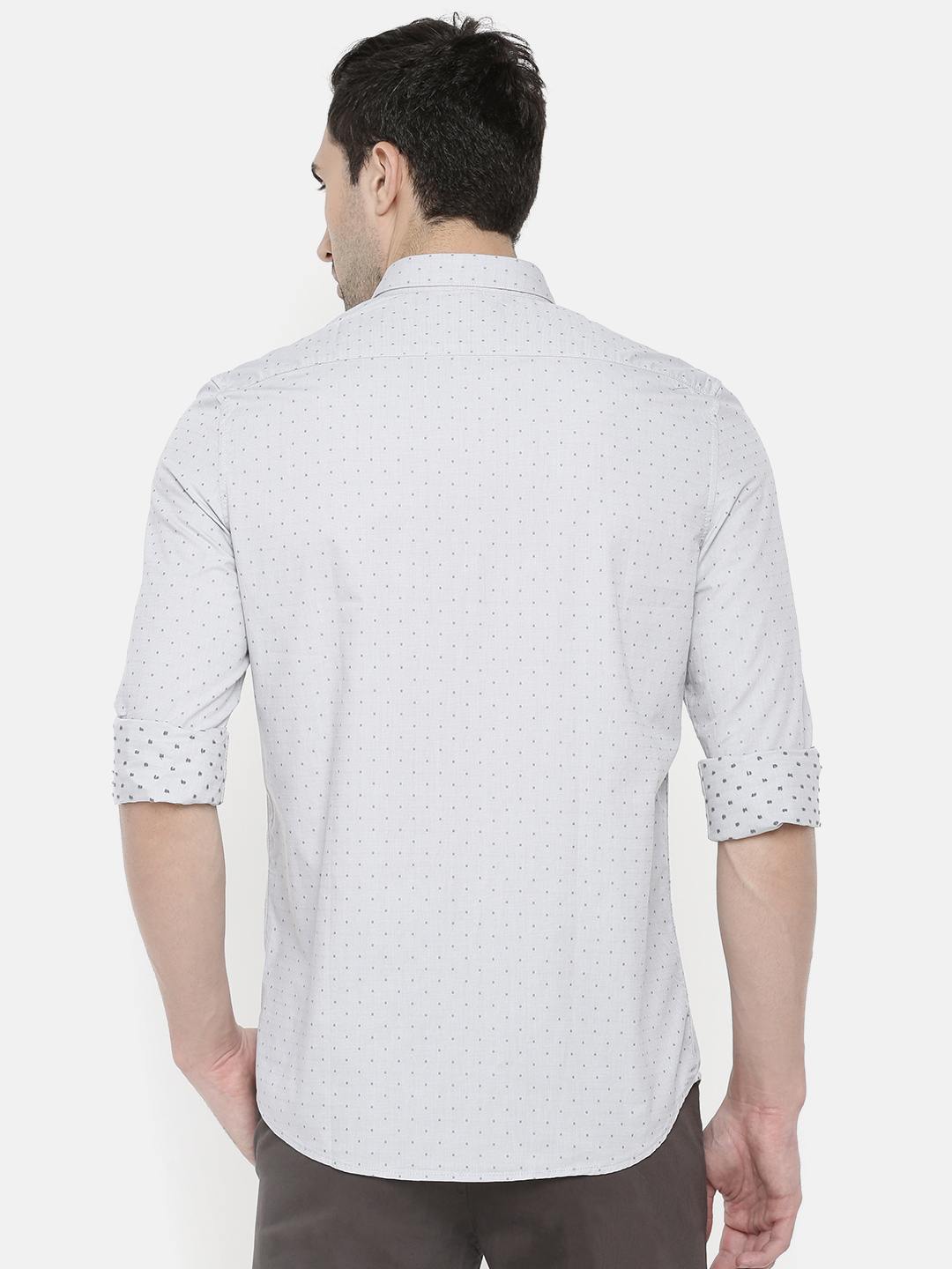fosfene Off White Dotted Casual Shirt