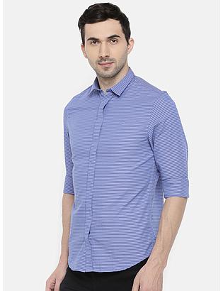 fosfene Blue Cross Line Casual Shirt