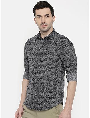 fosfene Black Digital Design Casual Shirt