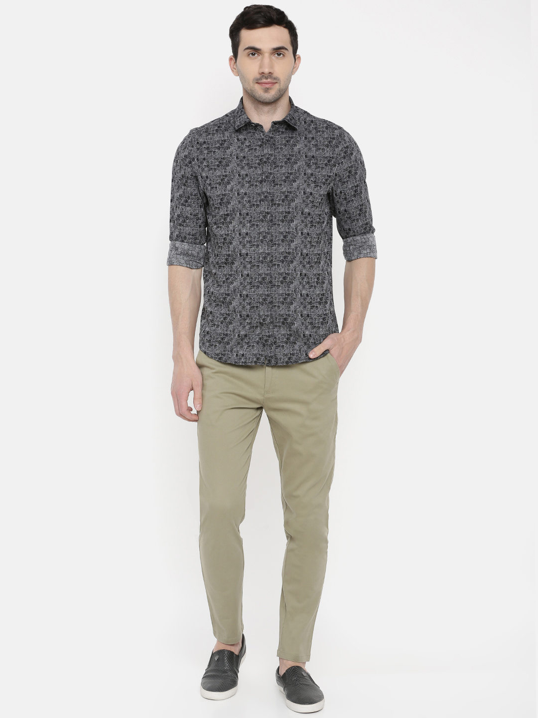 fosfene Black Digital Design Casual Shirt