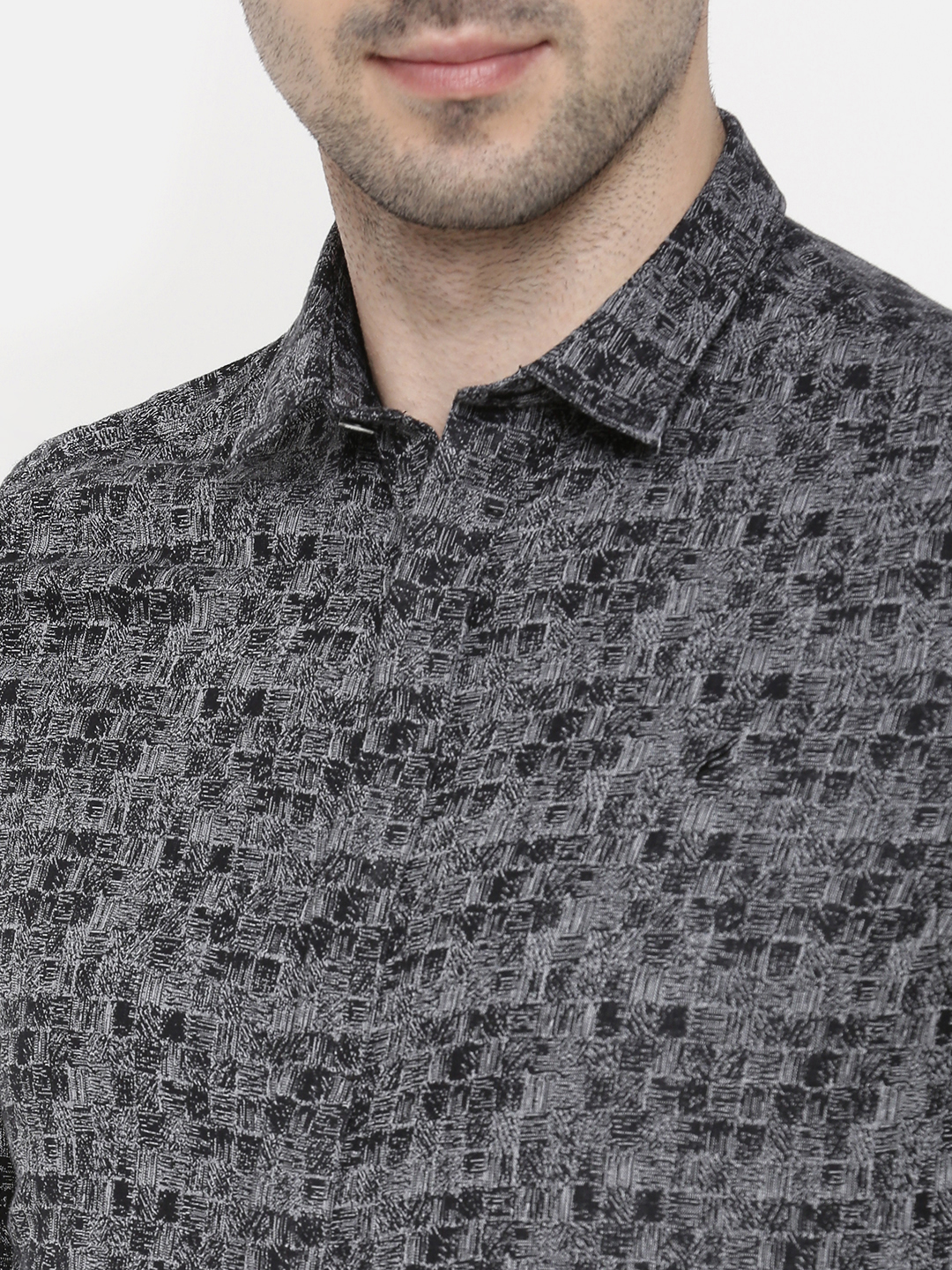 fosfene Black Digital Design Casual Shirt