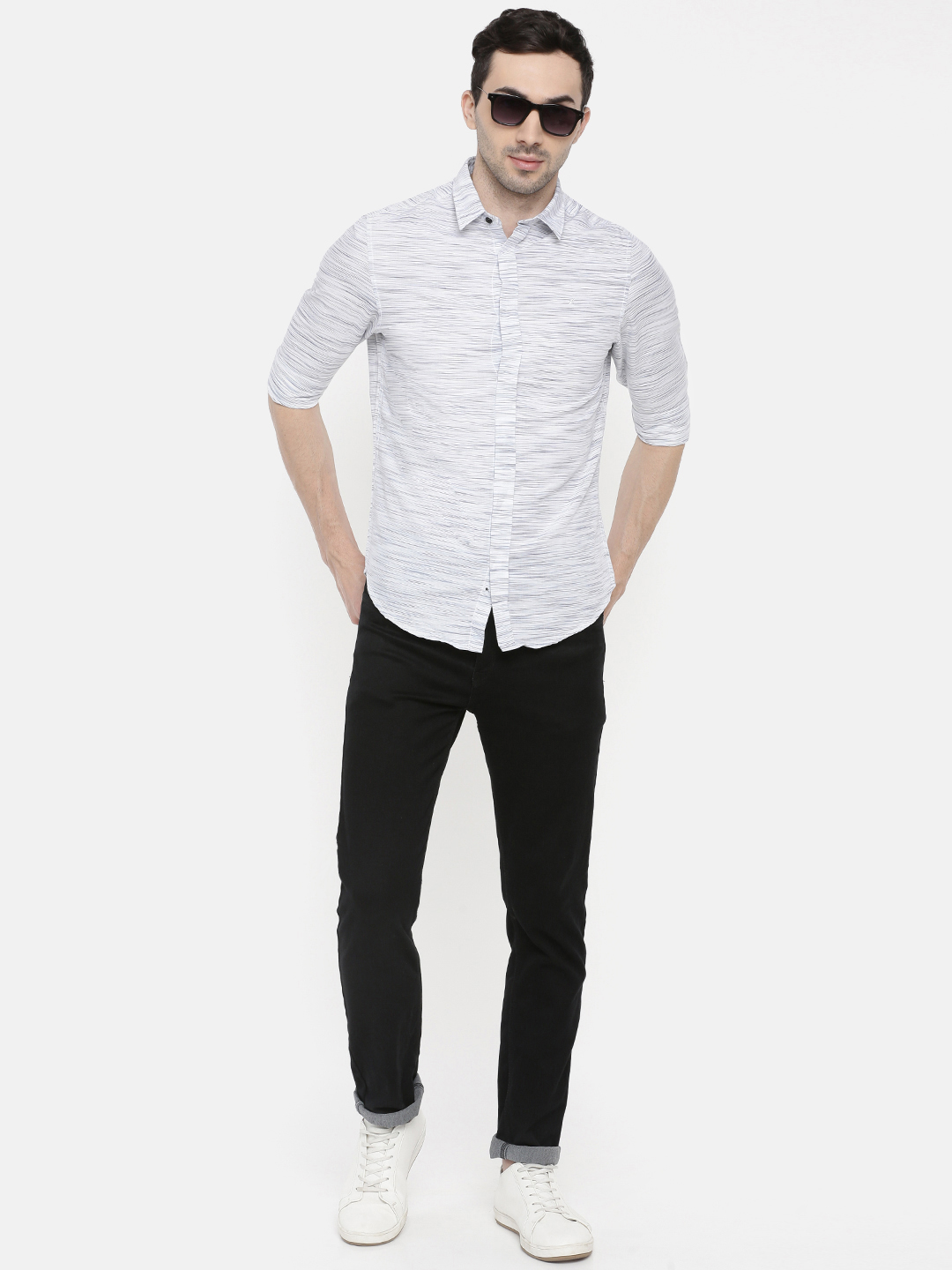 fosfene Cotton Linen Cross Line Casual Shirt