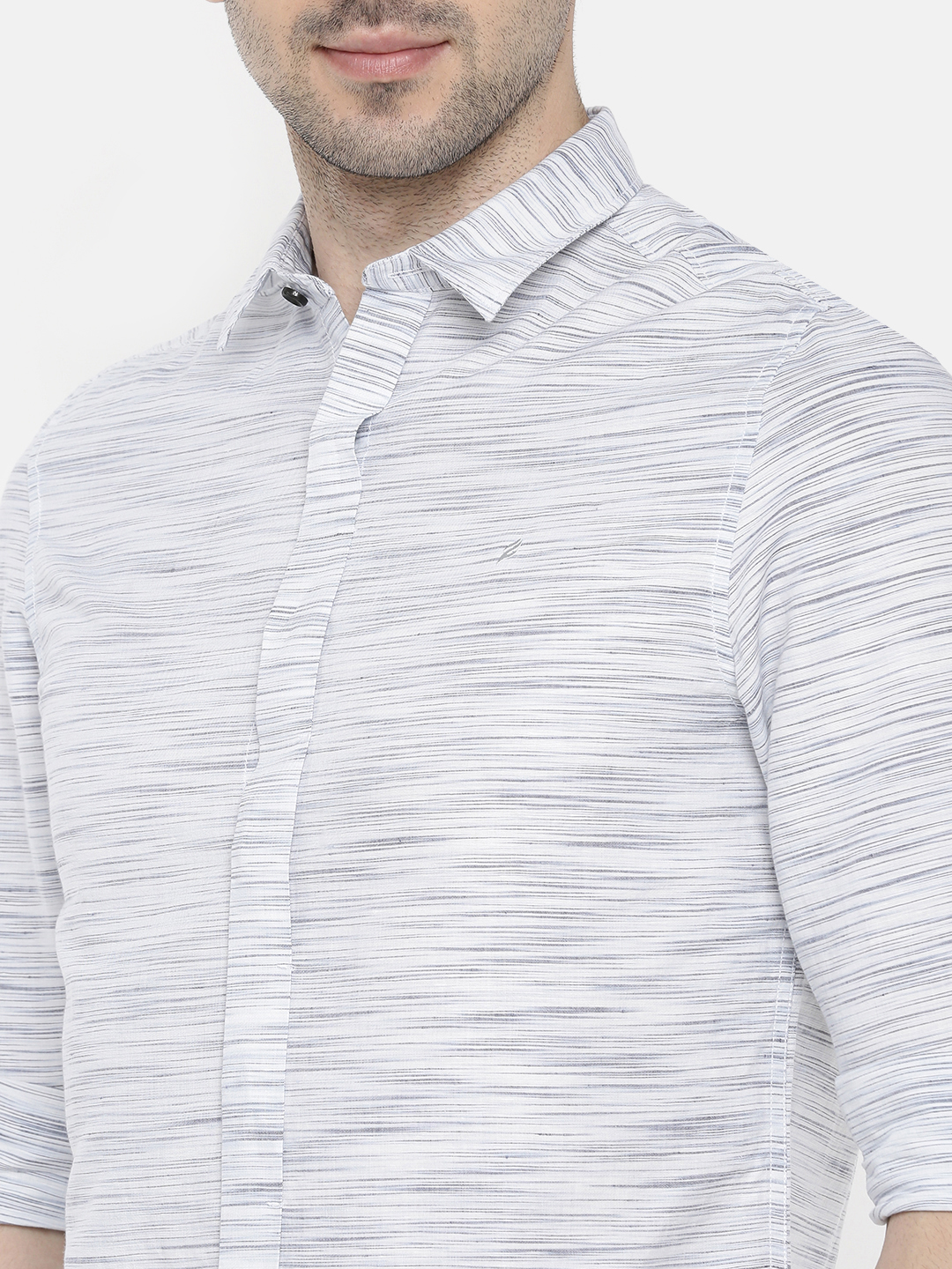 fosfene Cotton Linen Cross Line Casual Shirt