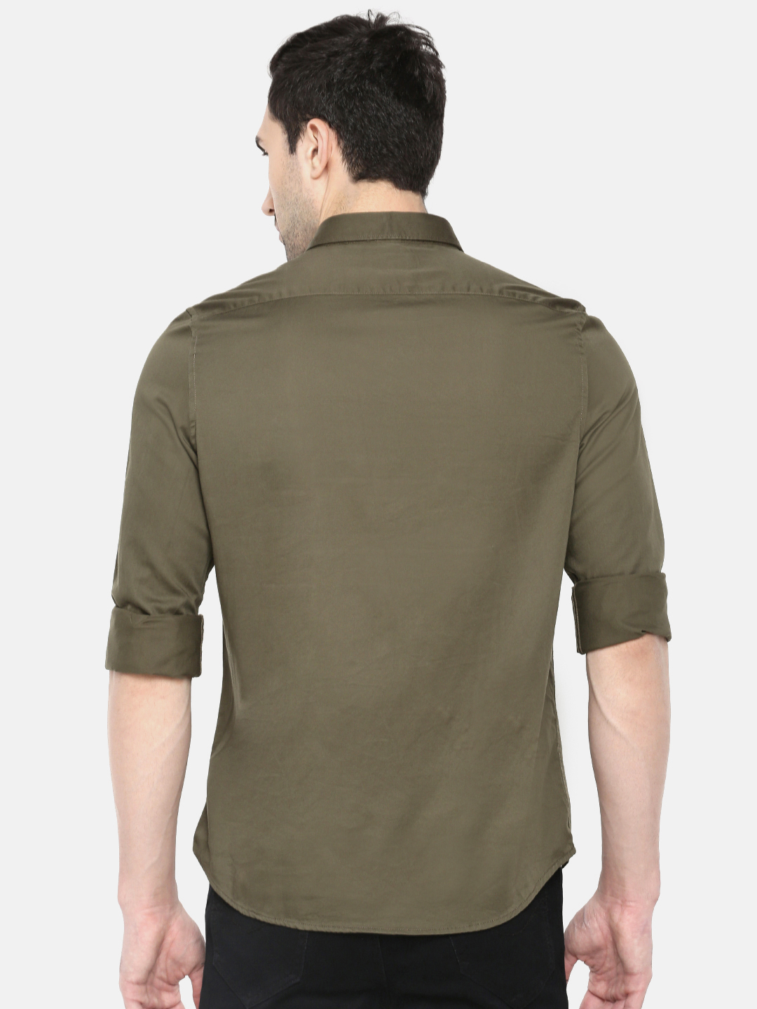 Satin Military Green Casual Shirt